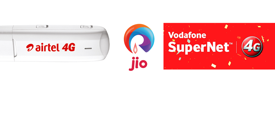 Airtel 4g, Jio 4G, Vodafone 4G