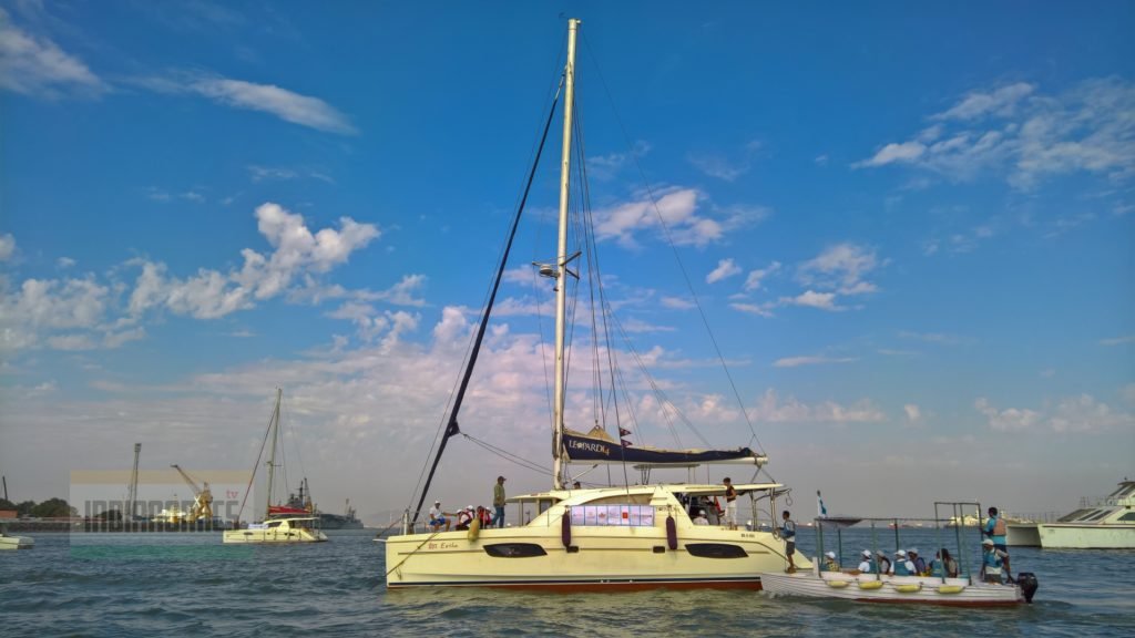 The Yacht Eesha, preferred vantage point for a few to watch the race