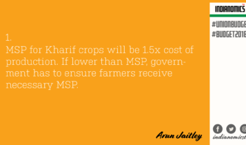 MSP for Kharif crops will be 1.5x cost of production. If lower than MSP, government has to ensure farmers receive necessary MSP.