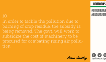 In order to tackle the pollution due to burning of crop residue, the subsidy is being removed. The govt. will work to subsidize the cost of machinery to be procured for combating rising air pollution.