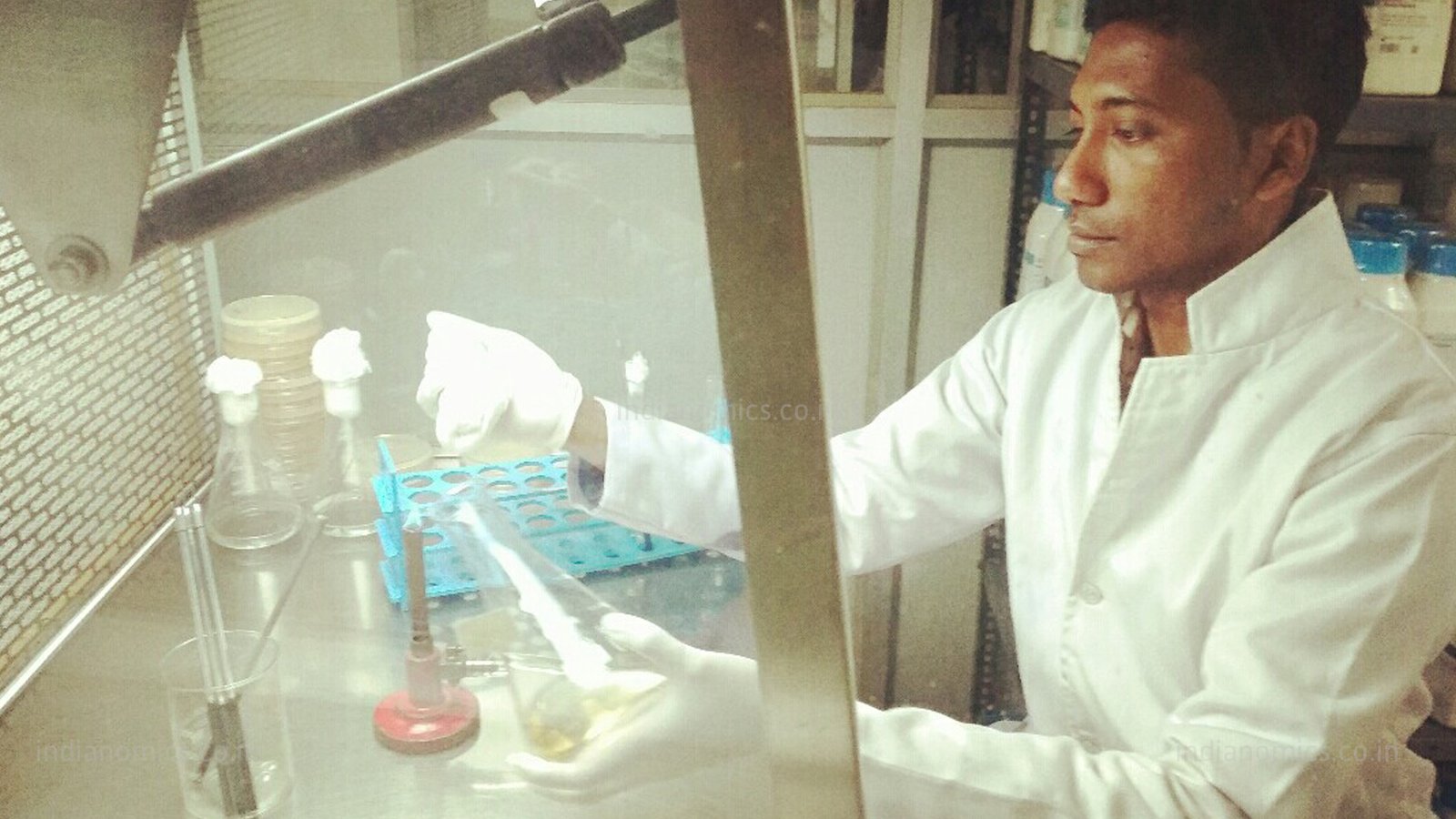 Vincent in his lab, Lab and Equipment, University of Mizoram